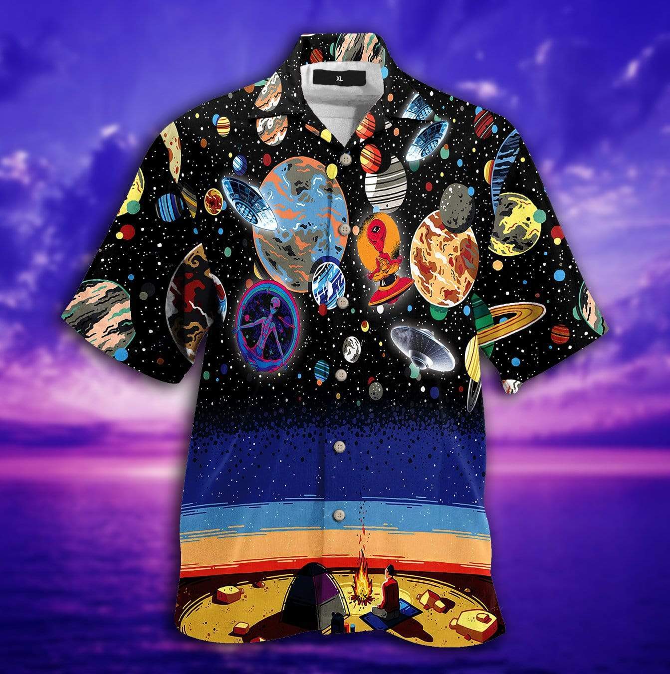 Camping With UFO Hawaiian Aloha Shirts #DH