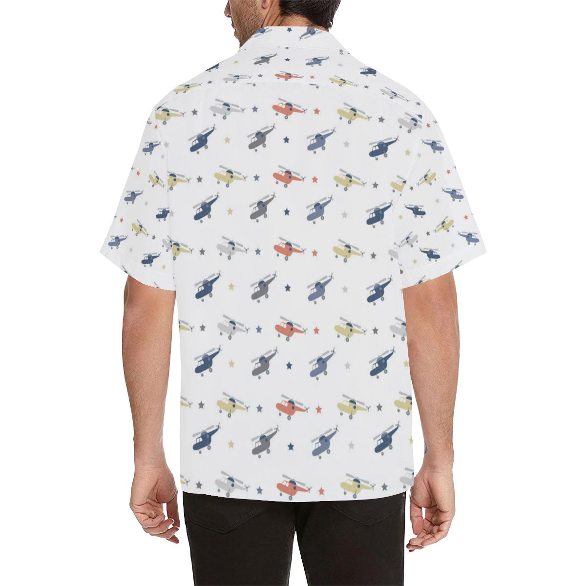 Cute Helicopter Star Pattern Mens All Over Print Hawaiian Shirt