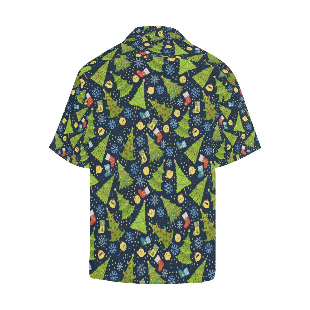 Christmas Tree Snowflake Pattern Mens All Over Print Hawaiian Shirt