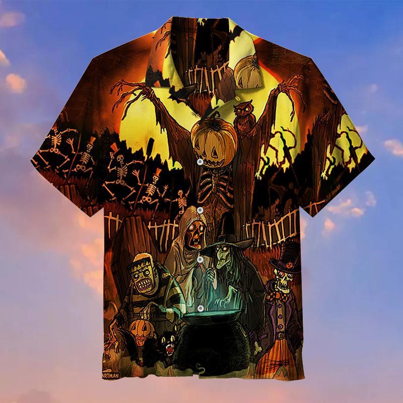 Pumpkin Skull Halloween Hawaiian Shirt | For Men & Women | Adult | HW9195