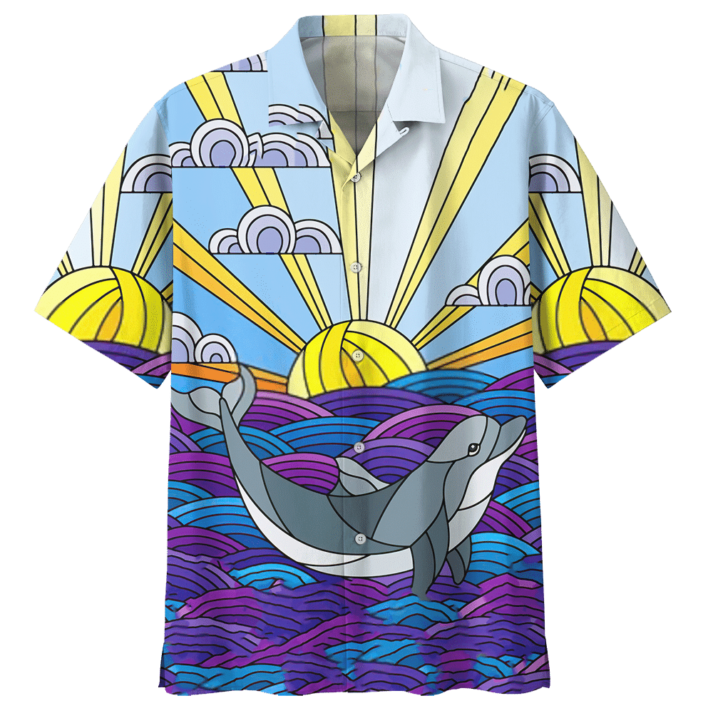 Dolphin  Blue High Quality Unisex Hawaiian Shirt 