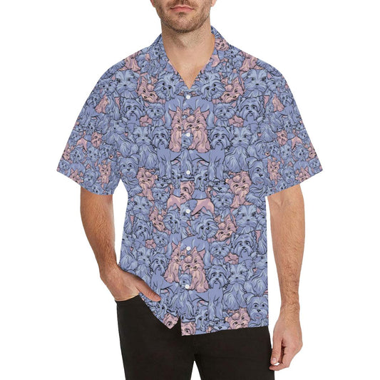 Yorkshire Terrier Pattern Print Design 02 Mens All Over Hawaiian Shirt