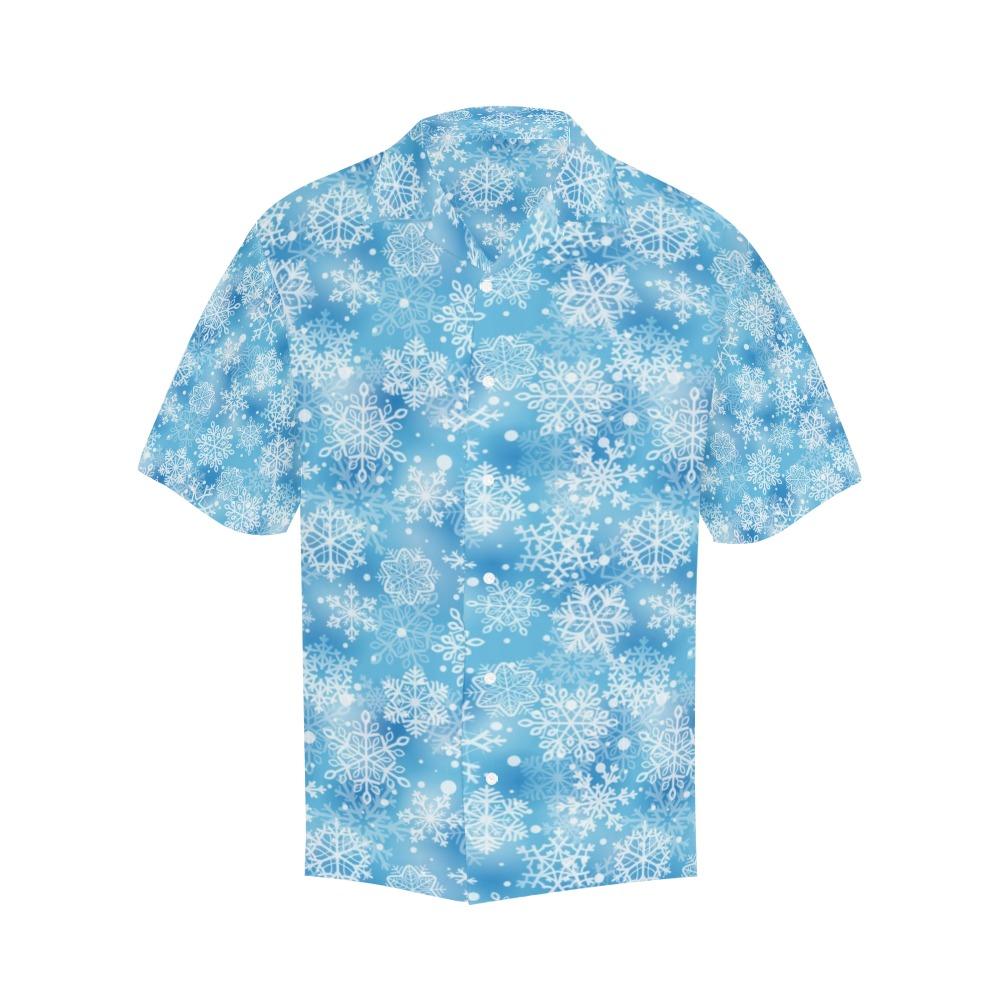 Snowflake Blue Print Design Hawaiian Shirt