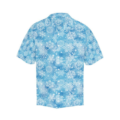 Snowflake Blue Print Design Hawaiian Shirt