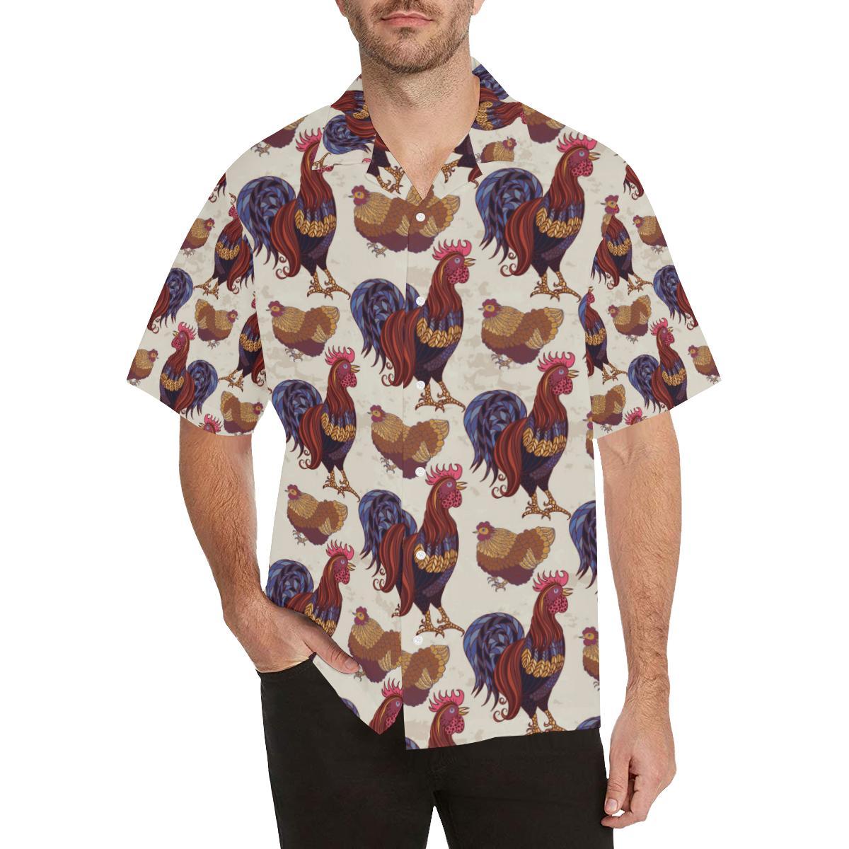 Rooster Pattern Print Design A Hawaiian Shirt