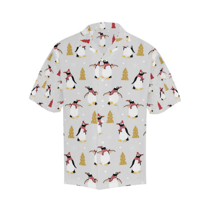 Penguin Christmas Tree Pattern Mens All Over Print Hawaiian Shirt