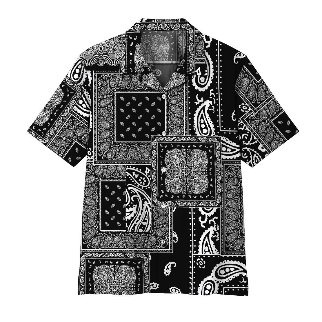  3D Black Multiple Paisley Bandanas Hawaii Shirt