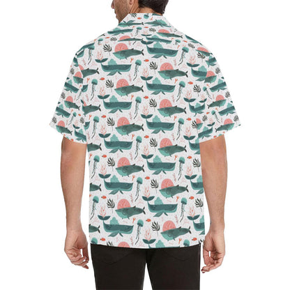 Whale Jelly Fish Pattern Mens All Over Print Hawaiian Shirt