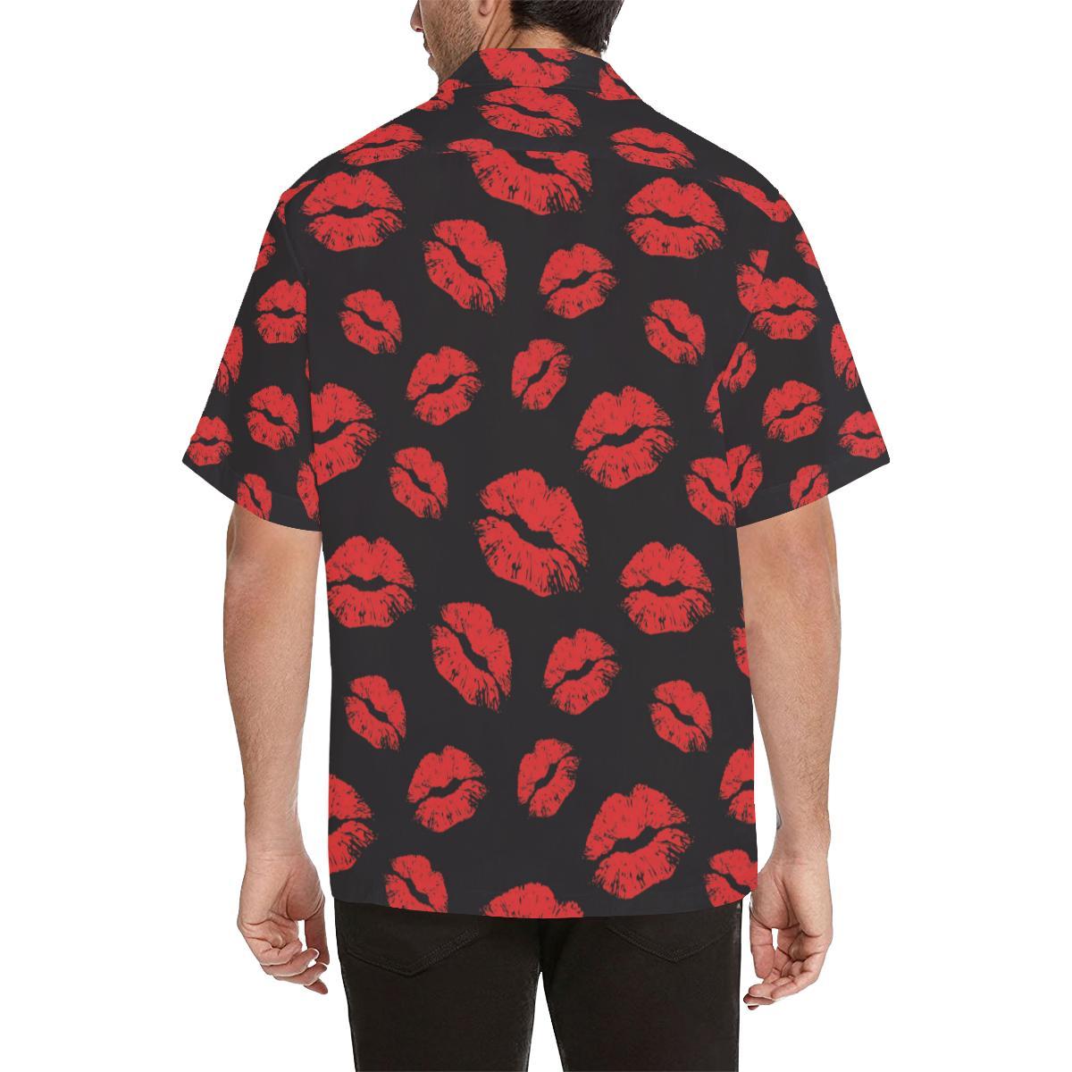 Lip Red Pattern Print Design Hawaiian Shirt