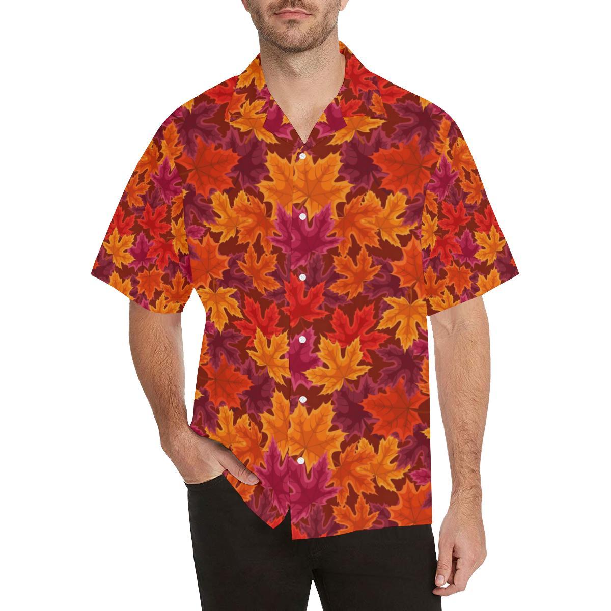 Autumn Maple Leaf Pattern Mens All Over Print Hawaiian Shirt