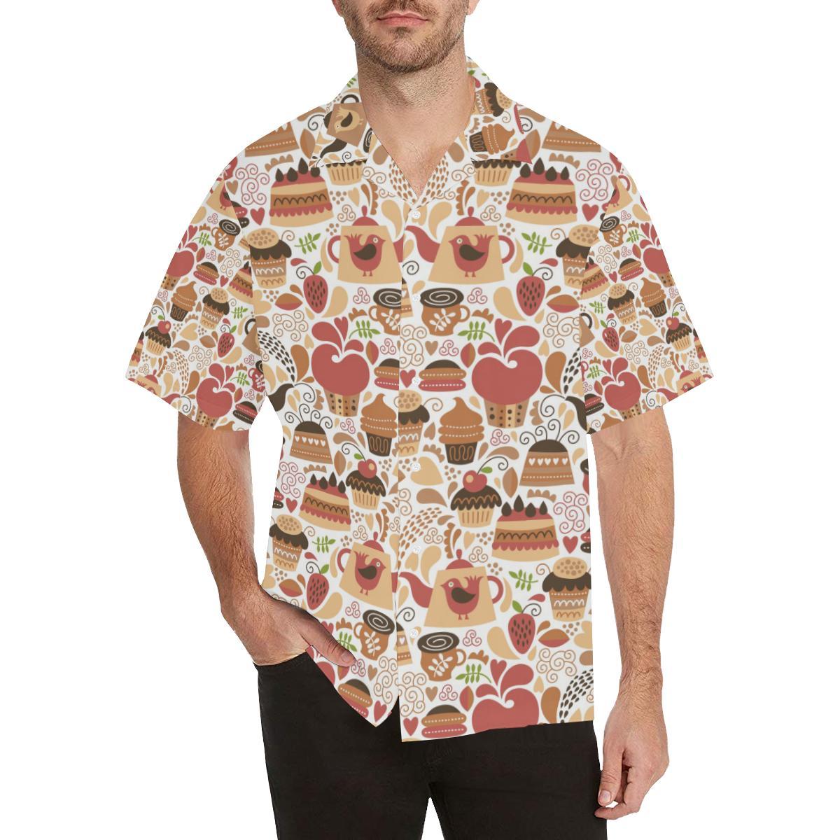 Hand Drawn Cake Pattern Mens All Over Print Hawaiian Shirt