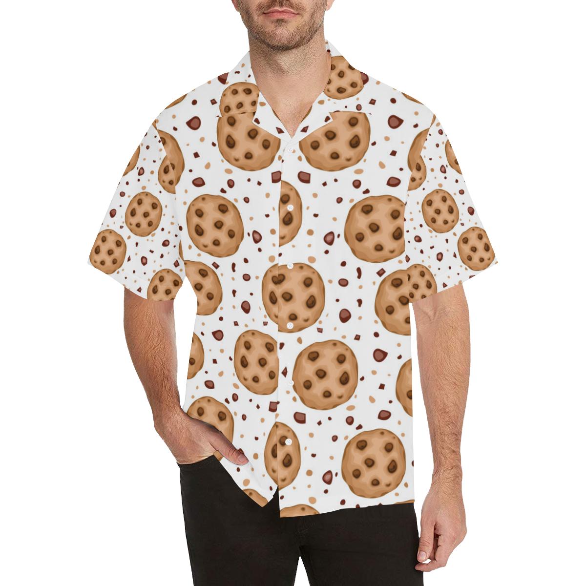 Chocolate Chip Cookie Pattern Mens All Over Print Hawaiian Shirt