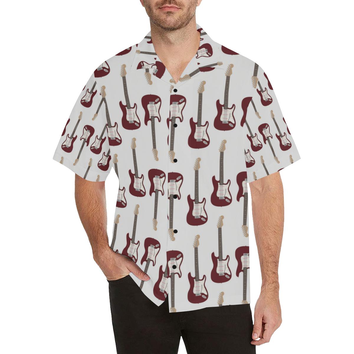 Bass Guitar Pattern Print Design Hawaiian Shirt