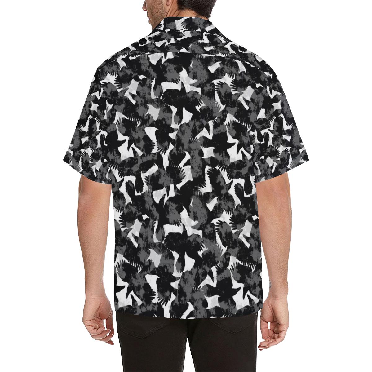 Crow Illustration Pattern Mens All Over Print Hawaiian Shirt
