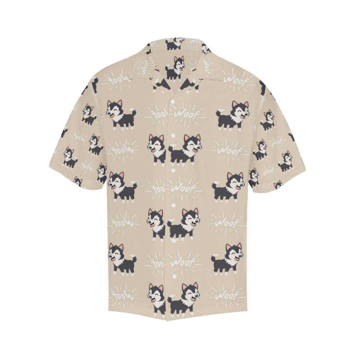 Cute Siberian Husky Mens All Over Print Hawaiian Shirt