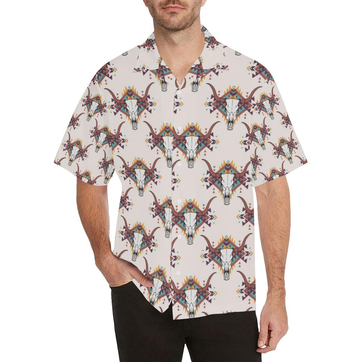 Buffalo Head Pattern Print Design Hawaiian Shirt