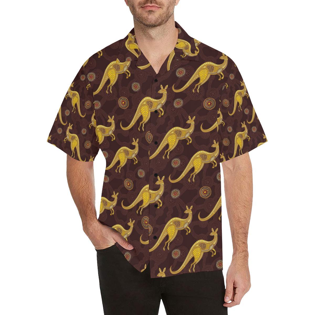 Kangaroos Aboriginal Pattern Print Design Hawaiian Shirt