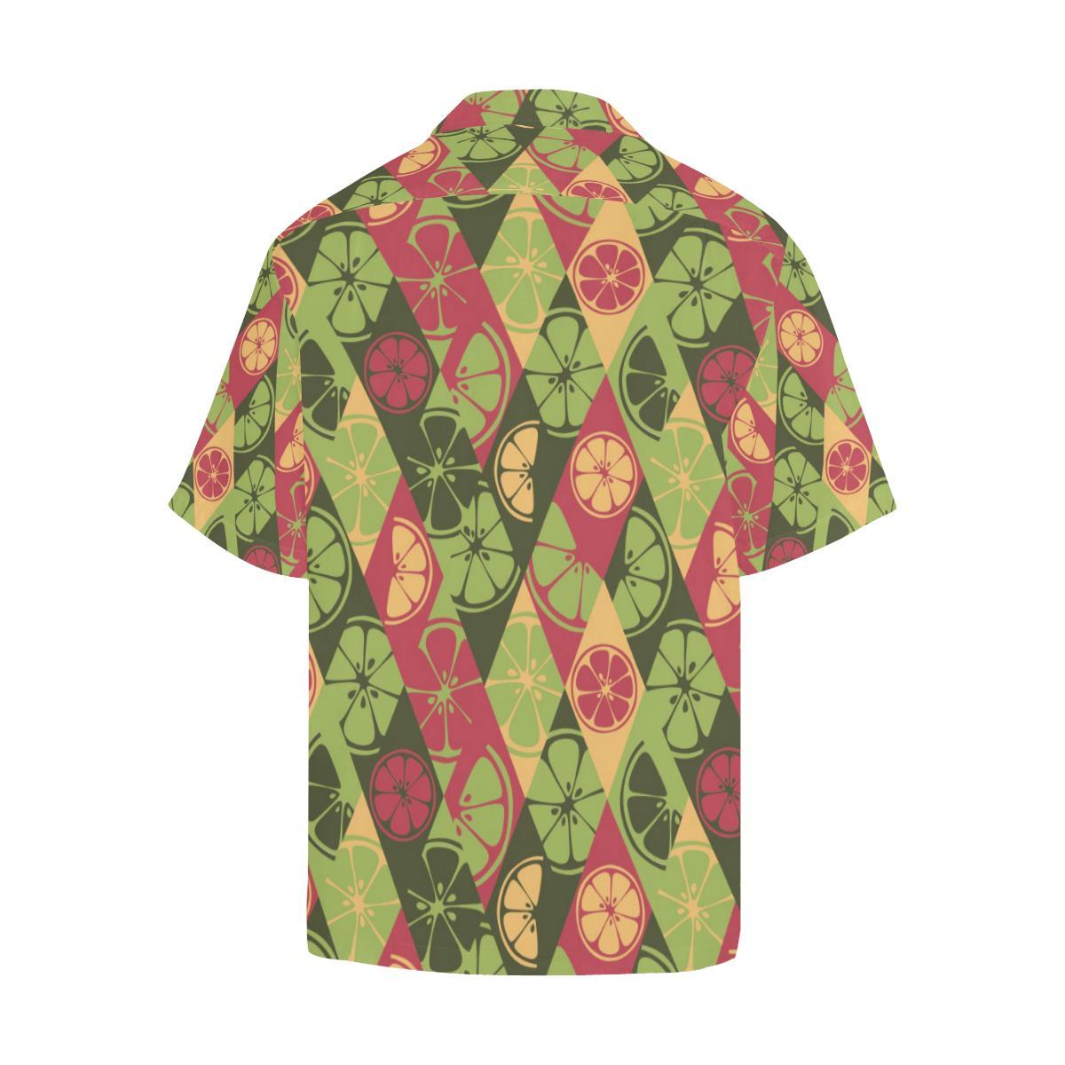 Cool Geometric Lime Pattern Mens All Over Print Hawaiian Shirt