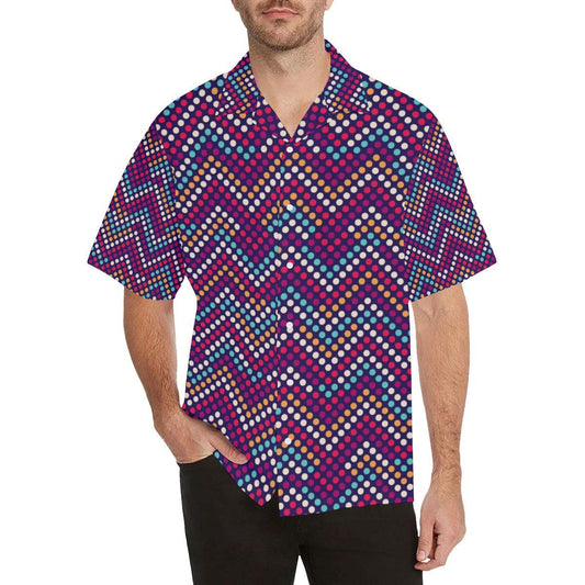 Zigzag Chevron Pokka Dot Aboriginal Pattern Mens All Over Print Hawaiian Shirt