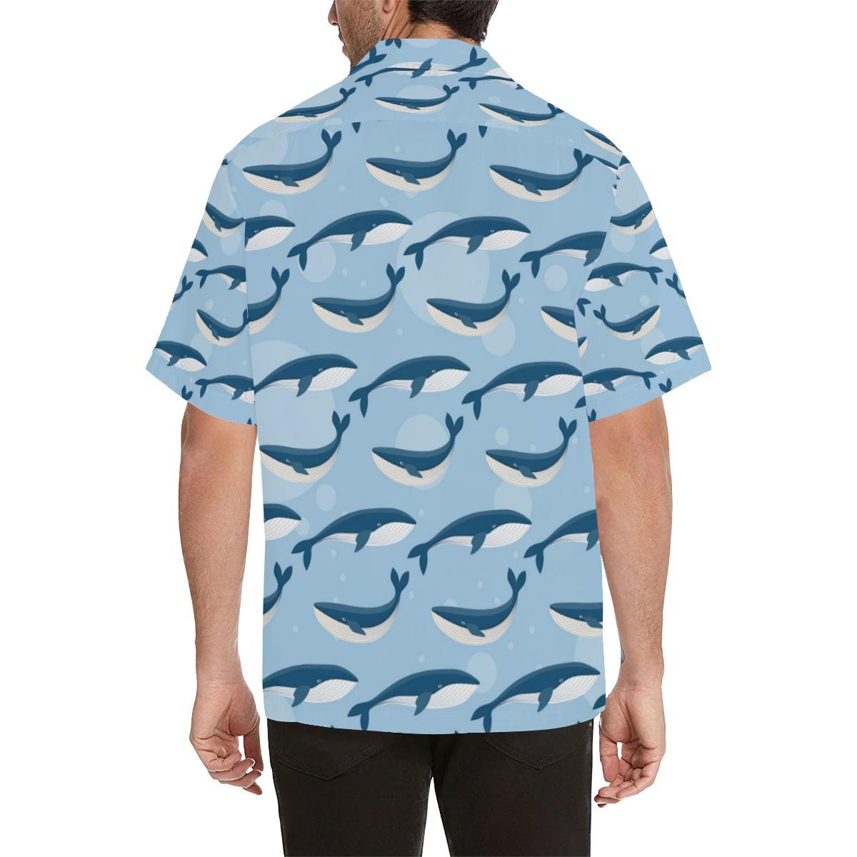 Blue Whale Pattern Print Design Hawaiian Shirt