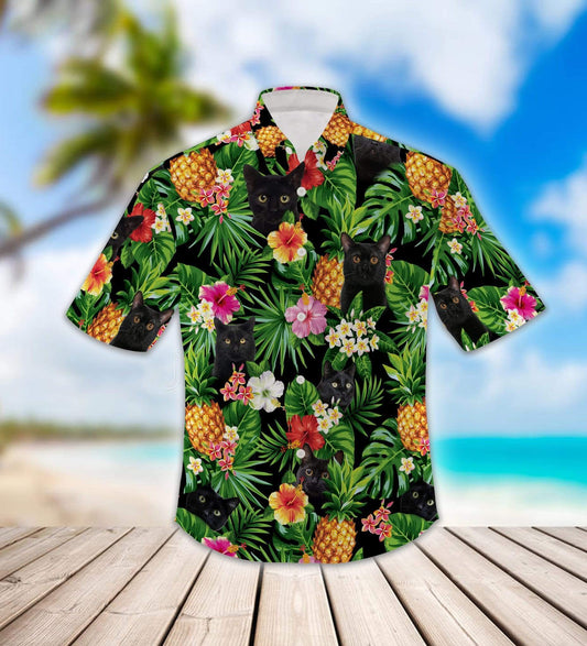 Black Cat Pineapple Tropical Hawaiian Aloha Shirts #010820L