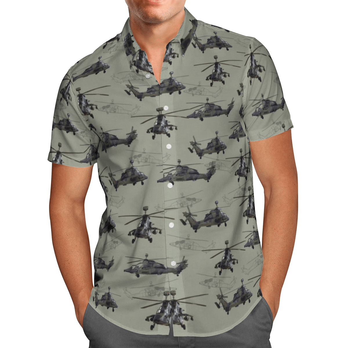 Eurocopter Tiger Germany  Gray Unique Design Unisex Hawaiian Shirt For Men And Women Dhc17063197