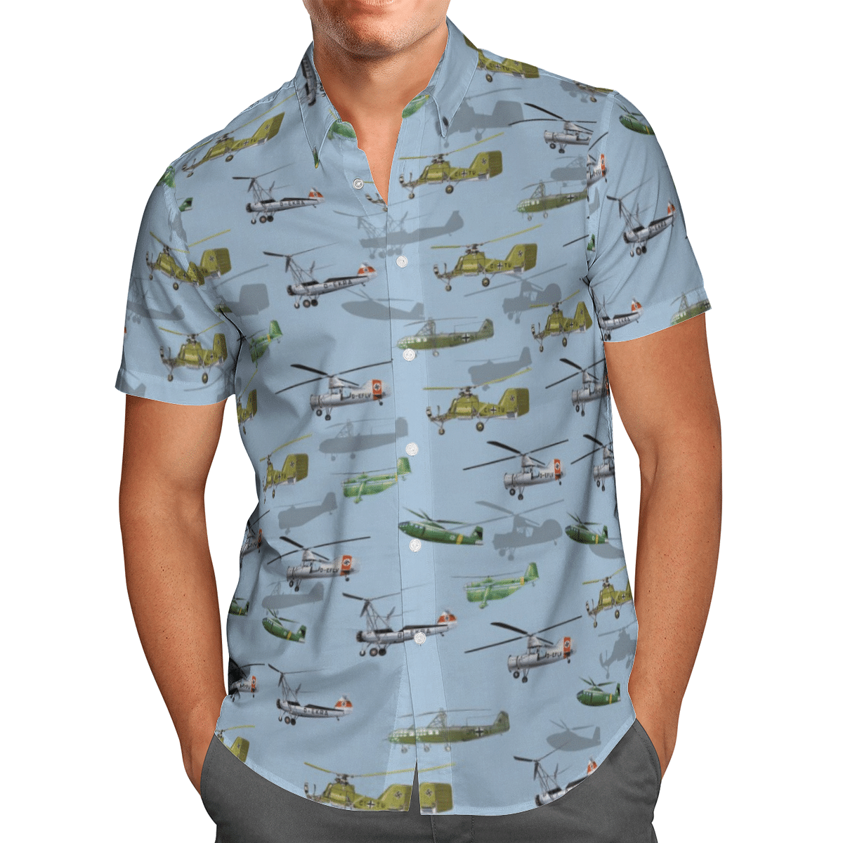 German Helicopter World War 2  Blue Amazing Design Unisex Hawaiian Shirt For Men And Women Dhc17063264