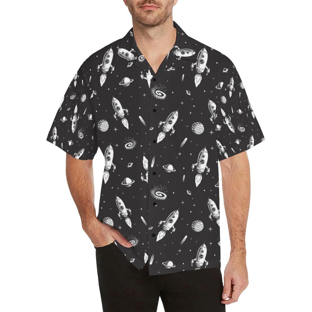 Space Rocket Print Design Hawaiian Shirt