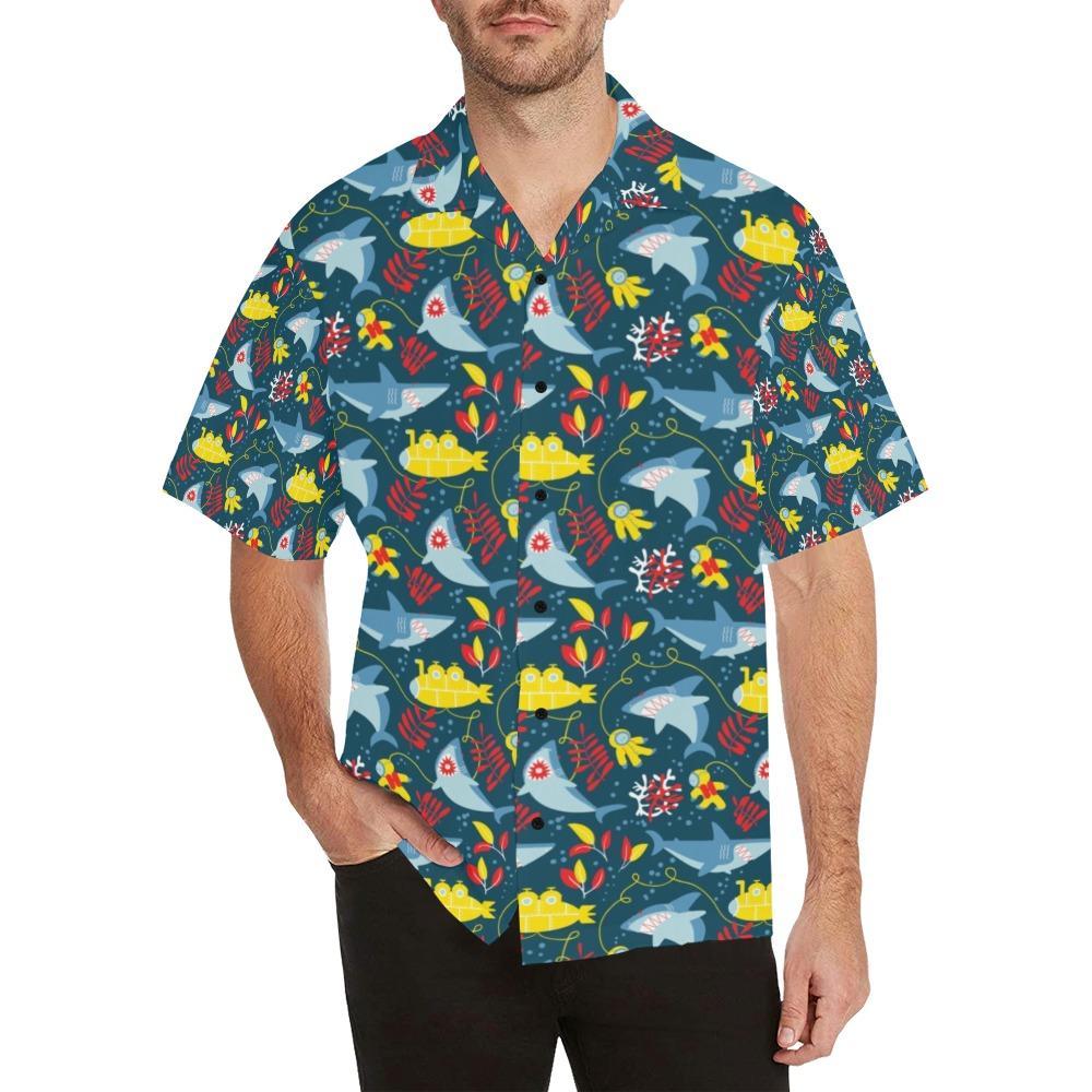 Scuba With Sharks Print Design Lks3 Hawaiian Shirt