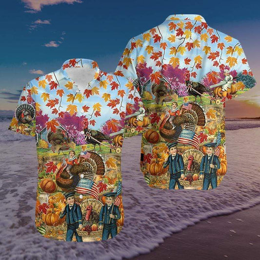 Hawaiian Aloha Shirts Turkey Give Thanks Thanksgiving #V