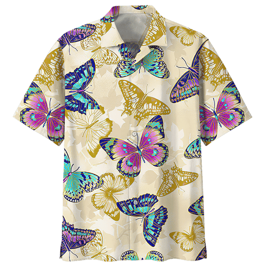 Butterfly Peach Nice Design Unisex Hawaiian Shirt 