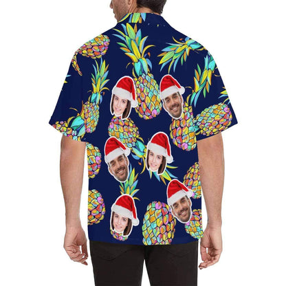 Custom Face Christmas Pineapple Men's All Over Print Hawaiian Shirt