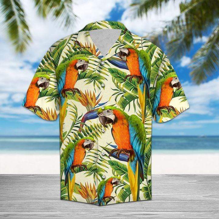 Simple Parrots Yellow Tropical Hawaiian Aloha Shirts