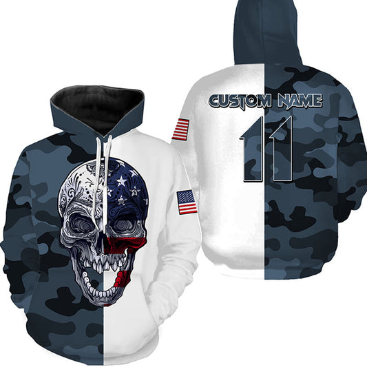 Custom Camo Motocross Hoodie Adult UV Skull Hooded Jersey Biker Pullover Hoodie Off-Road Motorcycle PDT430