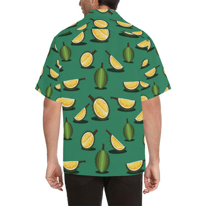 Durian Pattern Green Background Mens All Over Print Hawaiian Shirt