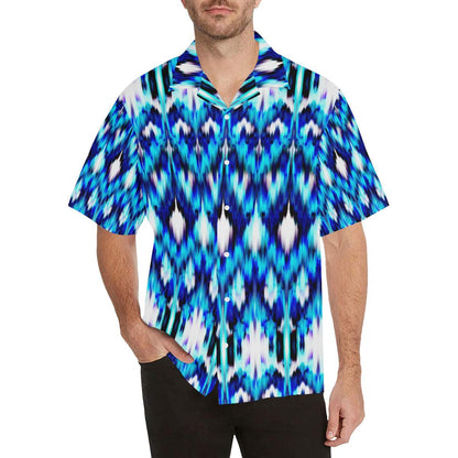 Ikat Blue Pattern Print Design Hawaiian Shirt