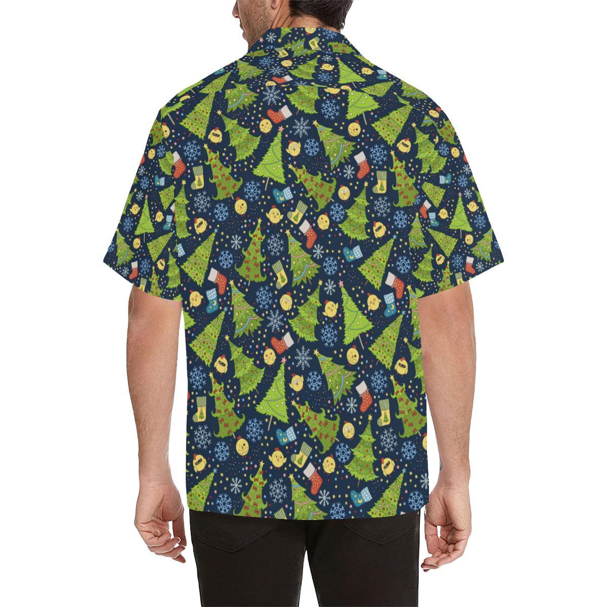 Christmas Tree Snowflake Pattern Mens All Over Print Hawaiian Shirt