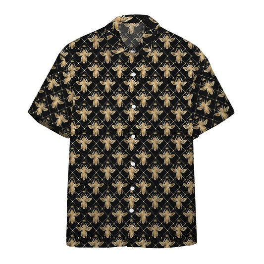  3D Golden Royal Bees In Black Custom Hawaii Shirt