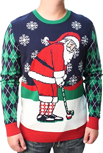 Moonlight Winter Golf Santa Ugly Christmas Sweater 