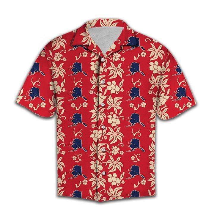 Red Pattern Alaska Lover Hawaiian Aloha Shirts #H