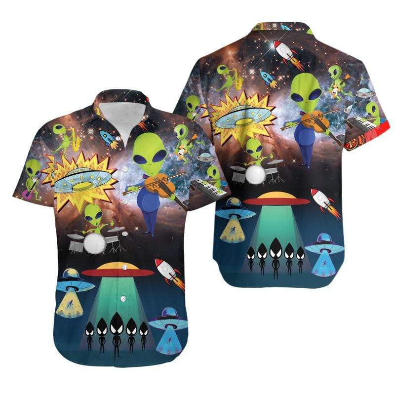 Hawaiian Aloha Shirts Aliens With Music #10421V