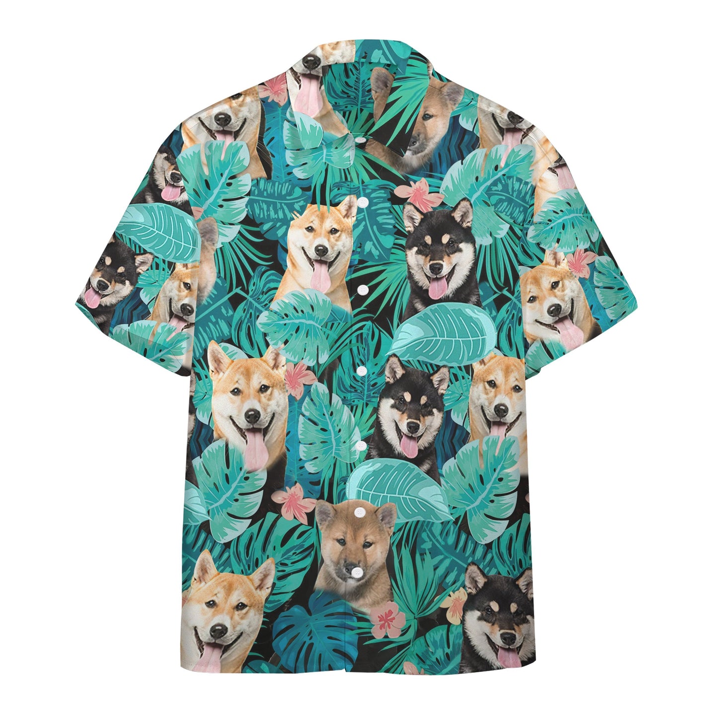  3D Tropical Shiba Inu Hawaiian Custom Short Sleeve Shirts