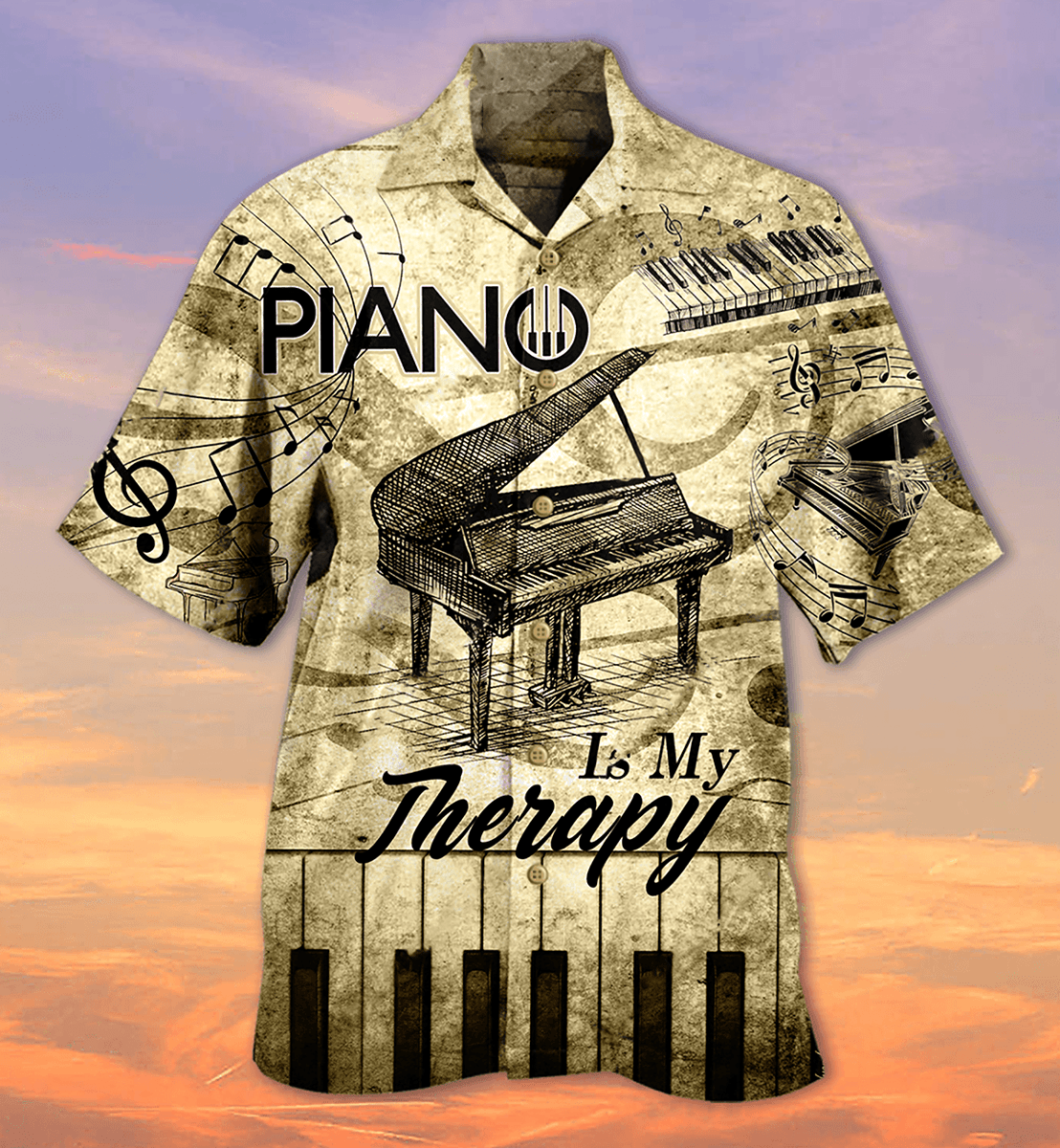 Music Love Piano Is My Therapy Unisex Hawaiian Shirt