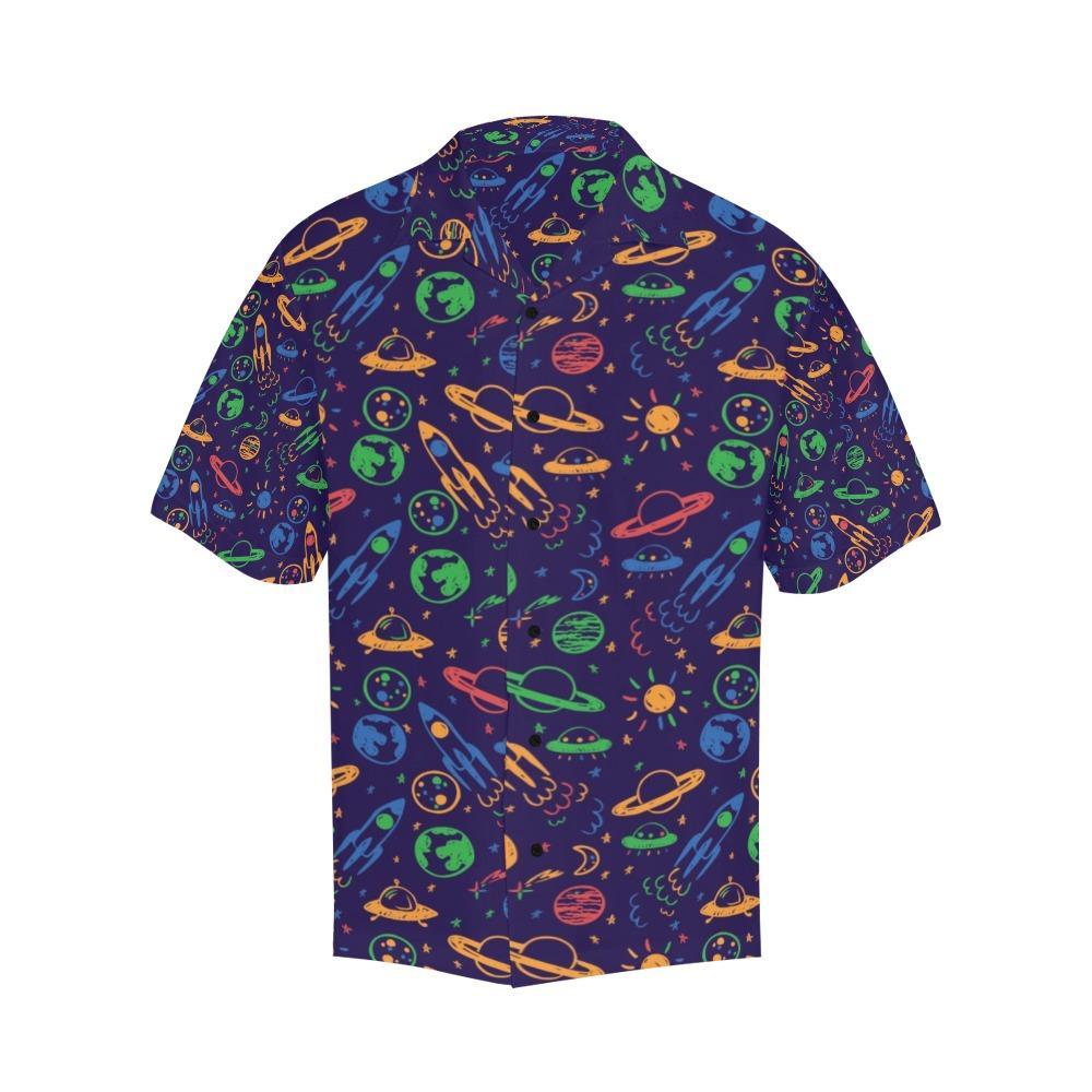 Ufo Space Rocket Print Design Lks3 Hawaiian Shirt