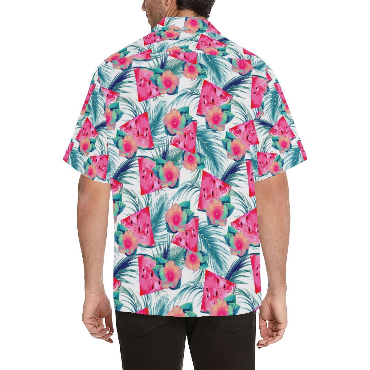 Watermelon Flower Pattern Mens All Over Print Hawaiian Shirt