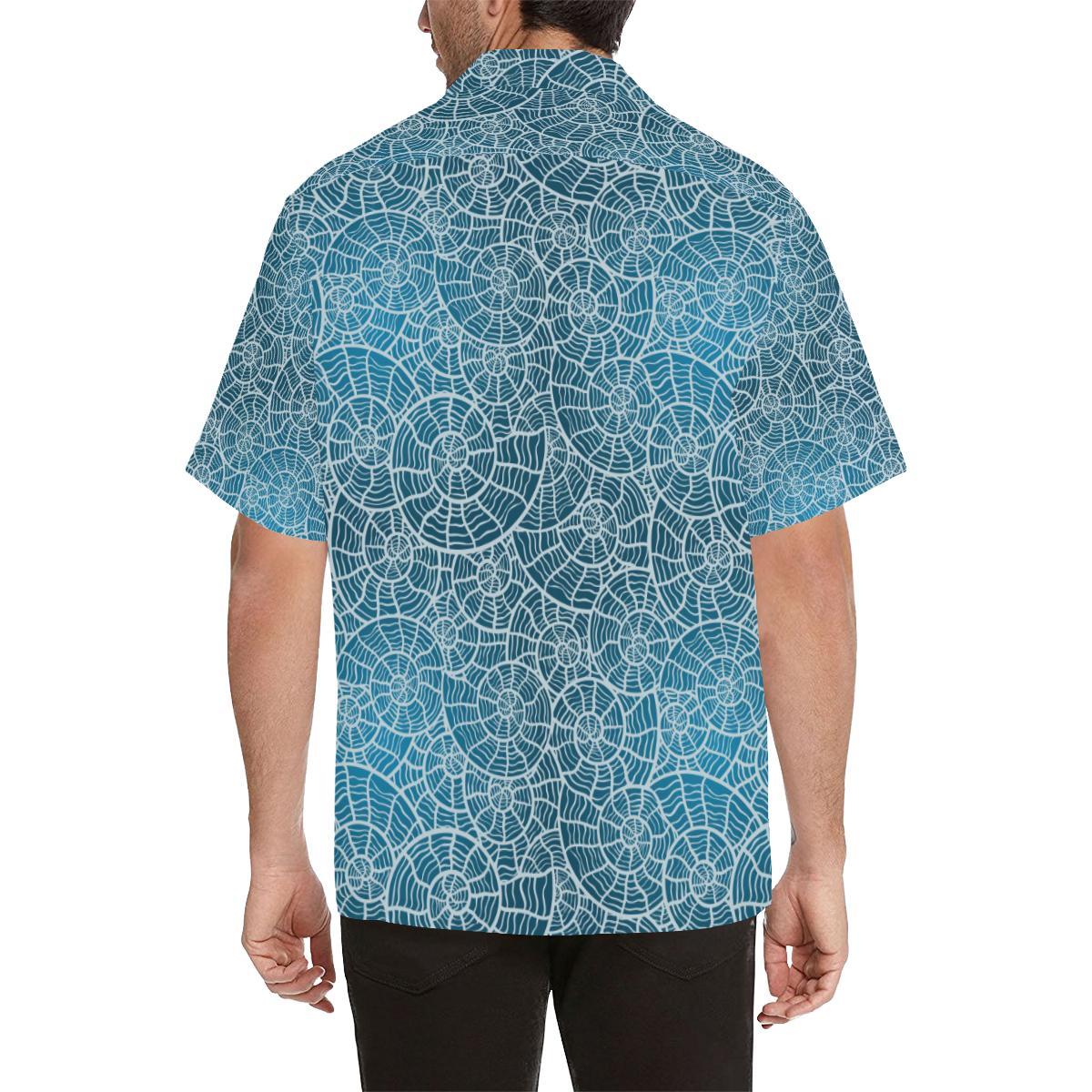 Shell Pattern Theme Mens All Over Print Hawaiian Shirt