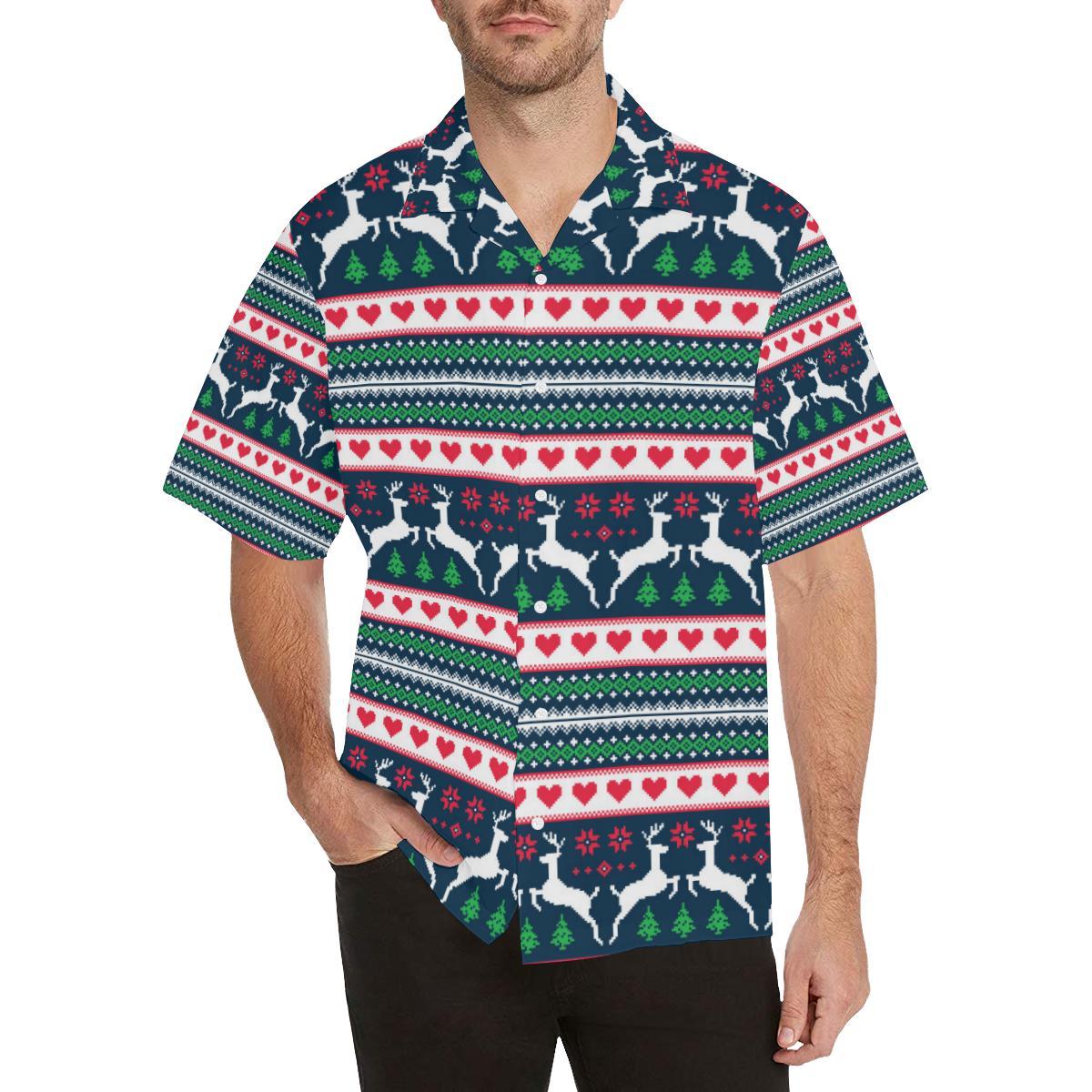 Reindeer Pattern Print Design Hawaiian Shirt