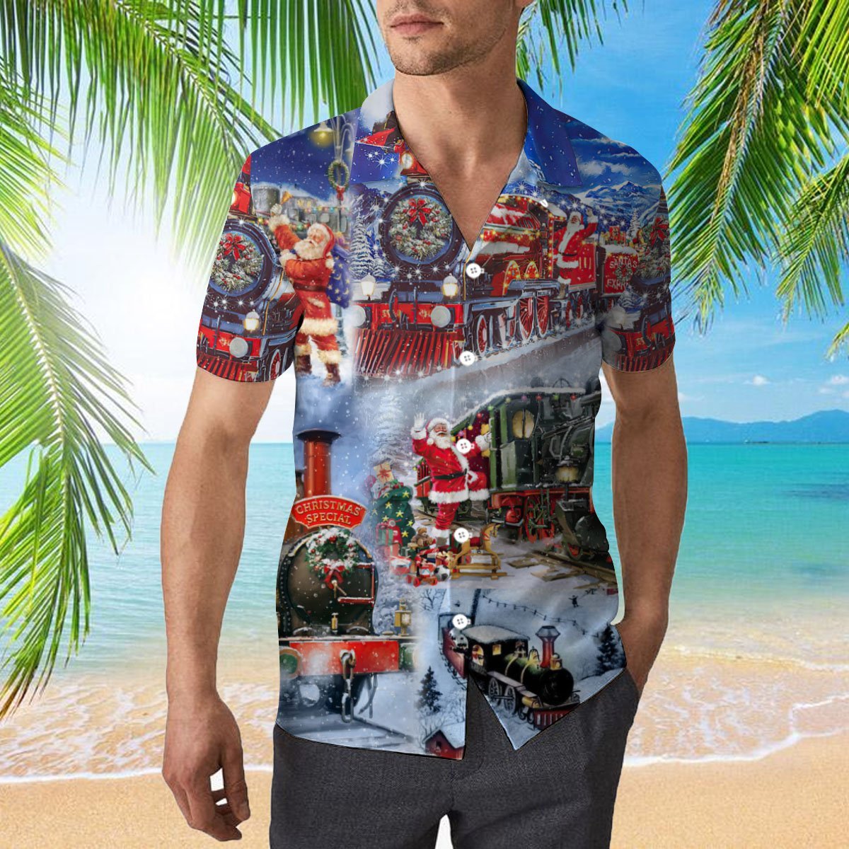 OragonTee Train To Christmas Hawaiian Shirt | For Men & Women | Adult | HW1748