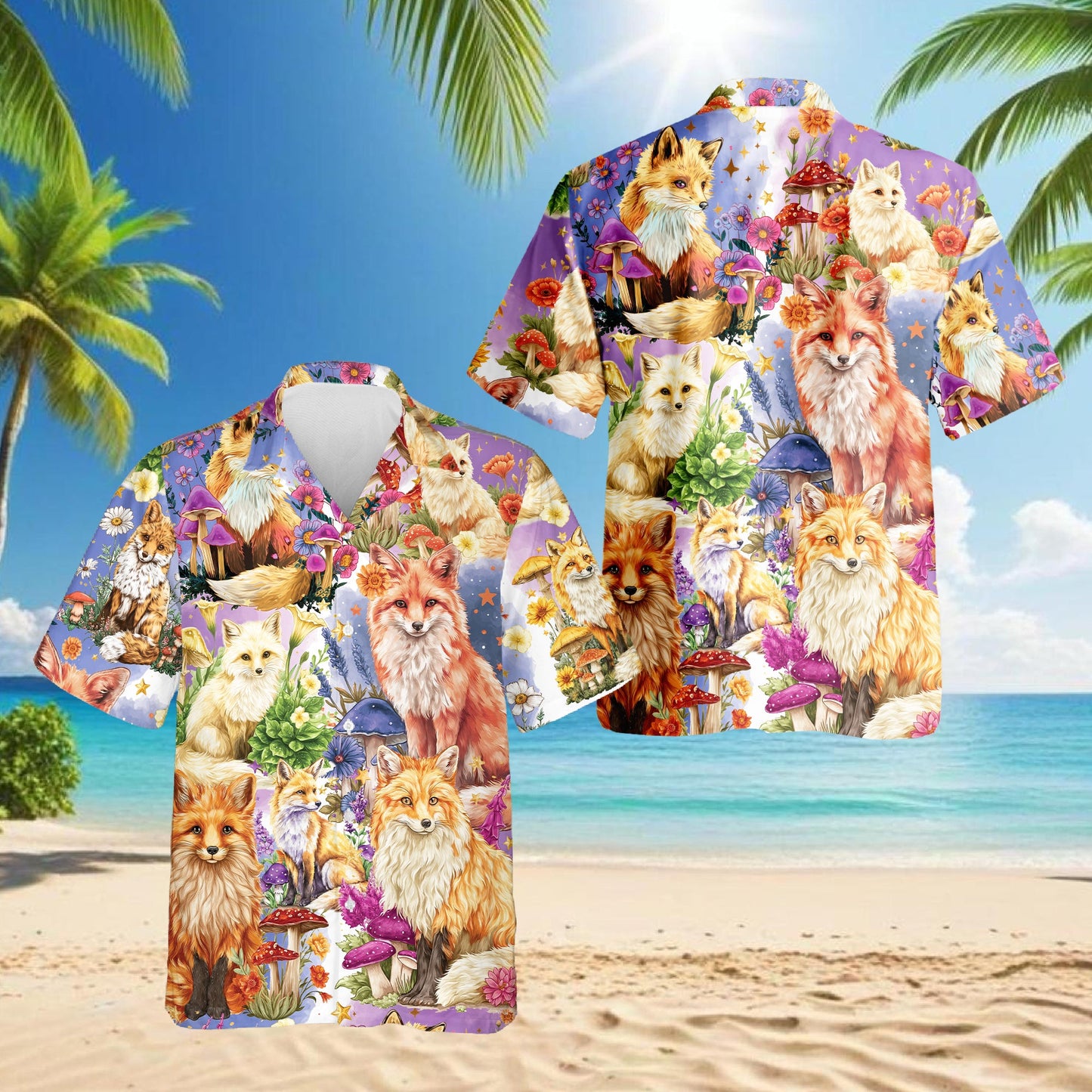 Fox Into Spring Hawaiian Shirt for Men, Button Down Aloha Shirt - Azhawaiian
