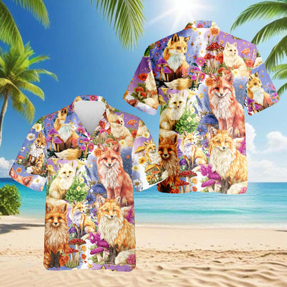 Fox Into Spring Hawaiian Shirt for Men, Button Down Aloha Shirt - Azhawaiian